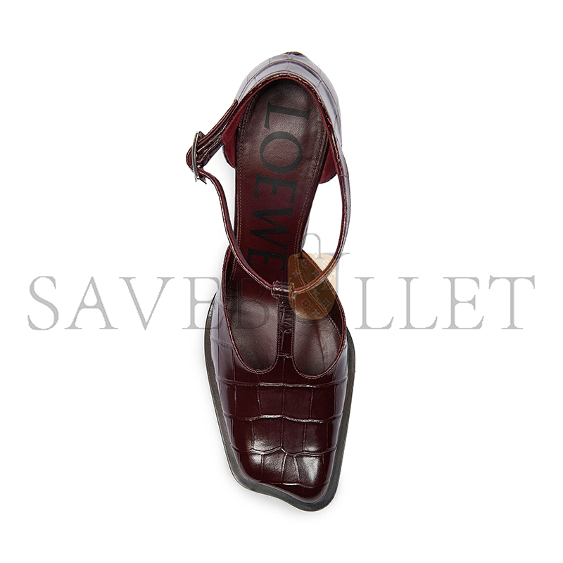 LOEWE ONDA 90MM CROC-EMBOSSED LEATHER T-STRAP PUMPS LONDS01X07